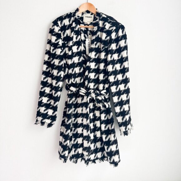 L'Agence Black White Check Print Zuri Half Duster 14 - Picture 3 of 9
